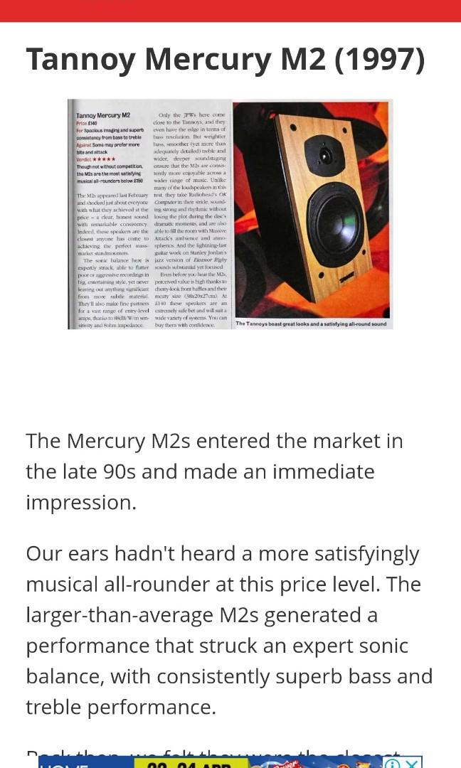 Tannoy mercury clearance m2 specs