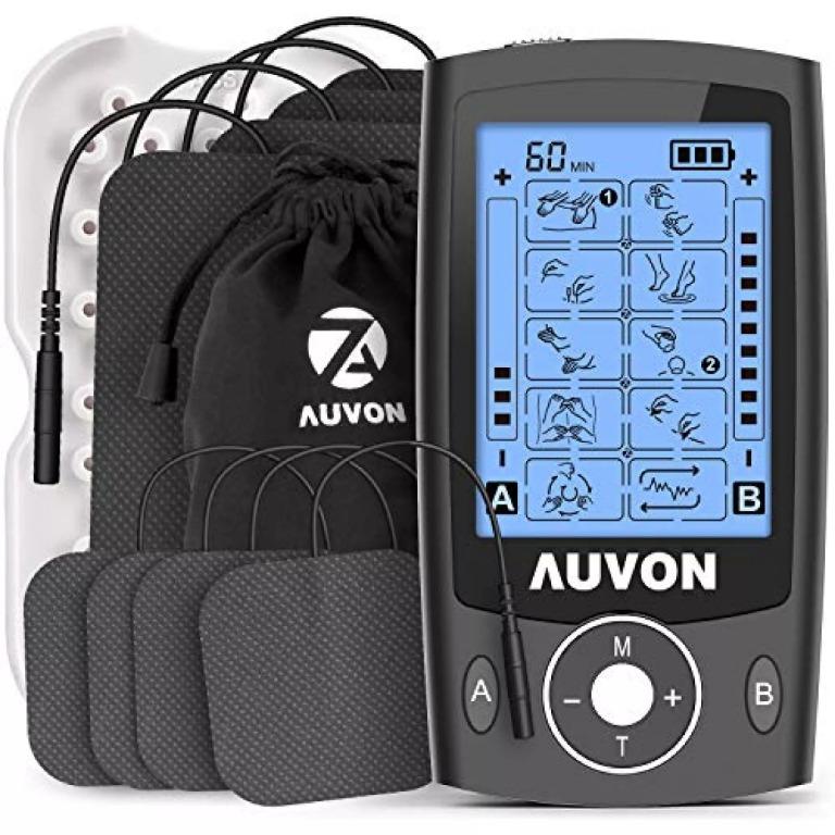 AUVON Dual Channel TENS Unit Muscle Stimulator, 20 Modes Rechargeable
