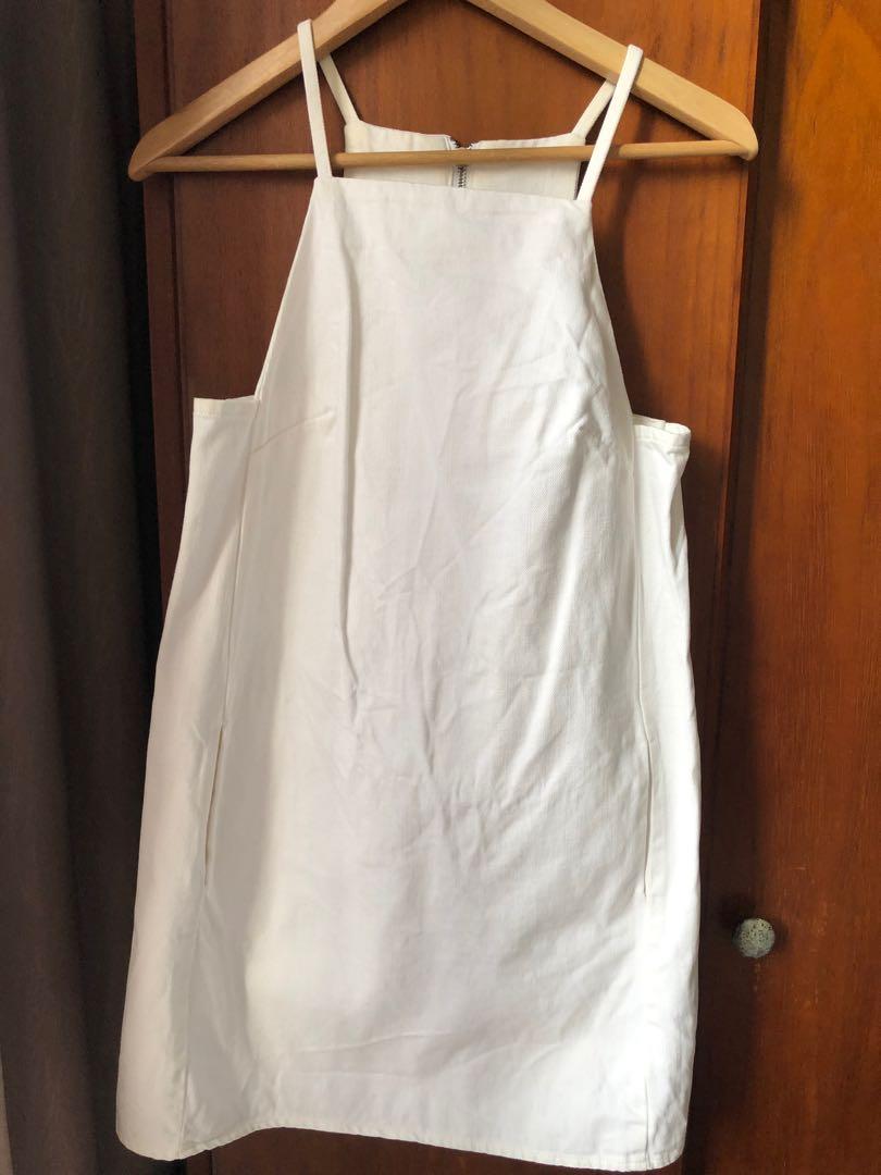 Topshop White Denim Dress Women s Fashion Dresses Sets Dresses on Carousell