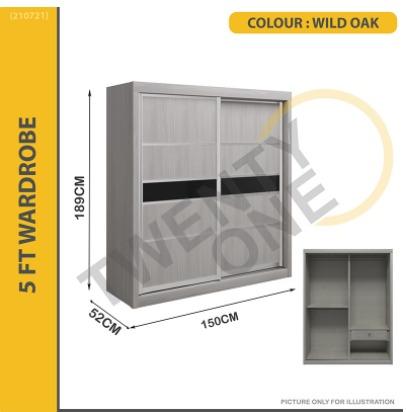 furniture24-eu Wardrobe with Sliding Doors / Bedroom Cabinet / Wiki  (130/200/60 cm W / H / D) Sonoma Oak : : Home & Kitchen