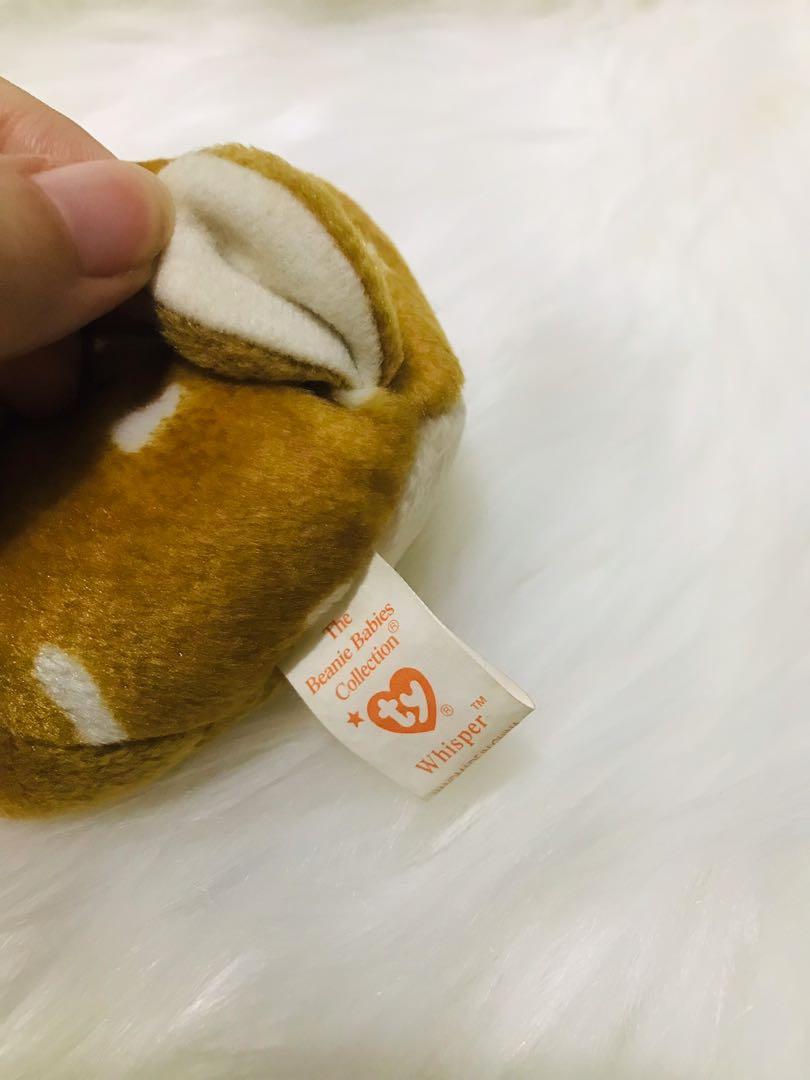 TY Beanie Baby “Whisper” the deer (Category: Vintage Collectibles) located in Cebu City. Submitted by kawaiiparty (Listing ID 1156639510, Image 3). Description: Selling my stored good quality beanie babies, well kept Authentic TY brand, tag removed Never used, just stored so please manage expectations LP posted MOP Gcash No COD SF care of buyer.