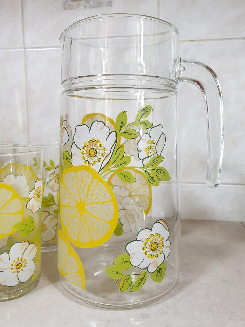 Glass Jug and 5 Glasses ( Vintage 10 whole set ), Furniture & Home Living, Kitchenware
