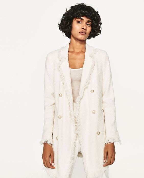 Zara tweed hot sale coat with buttons