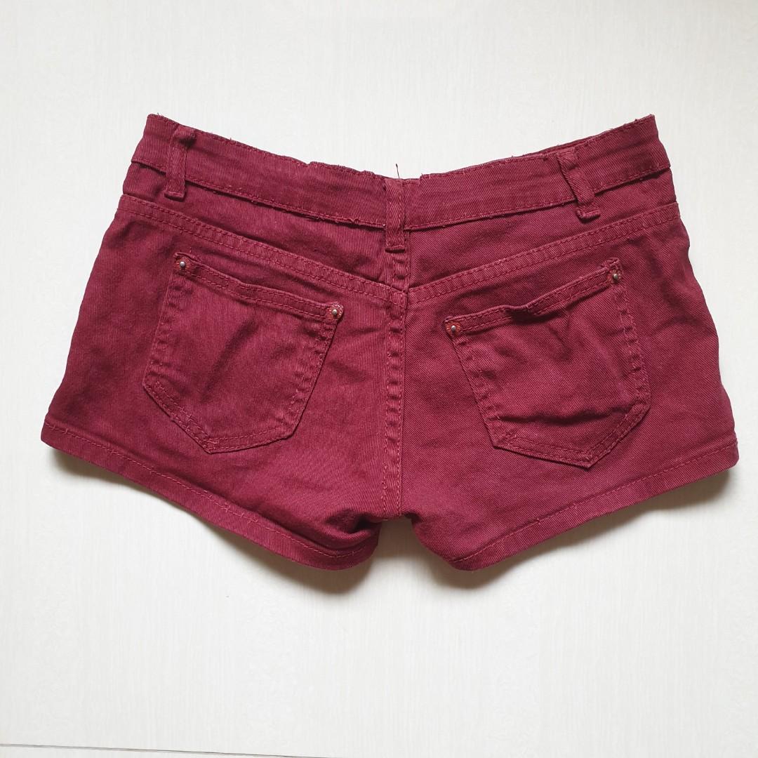 CLEARANCE SALE 3 Maroon Burgundy Denim Shorts Pants Women s Fashion Bottoms Shorts on Carousell