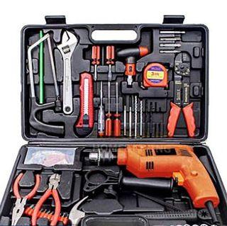 80PCS Electric Hammer Impact Drill Machine & Tools Set Box Variable Speed Concrete Wood Working