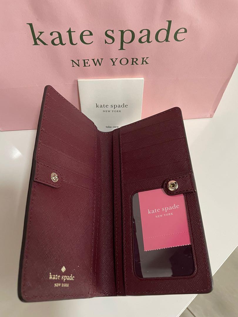 Authentic BN KATE SPADE Large Slim Bifold Wallet Eva Rosy Cheeks