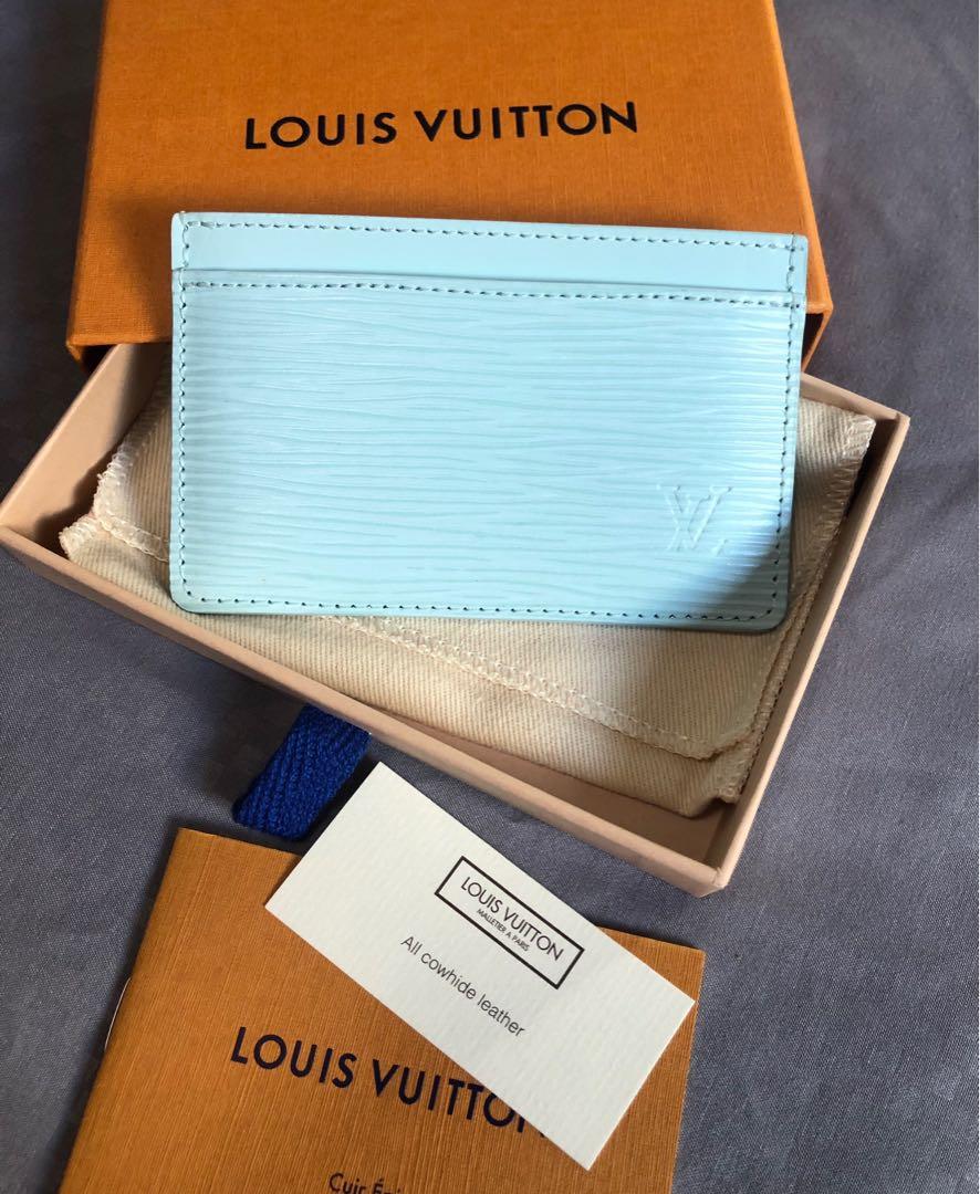 Authentic Louis Vuitton LV Seaside Blue Epi Leather Flat Card