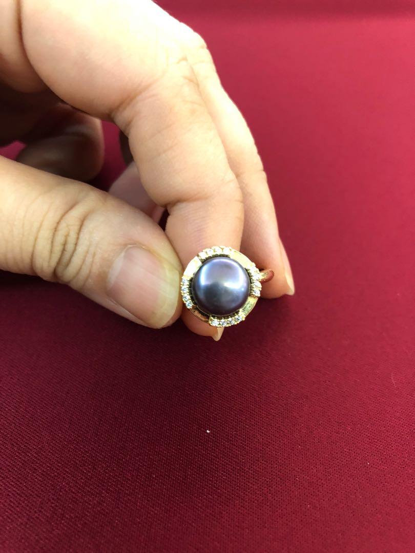 Authentic Purple Pearl Ring Women s Fashion Jewelry Organisers
