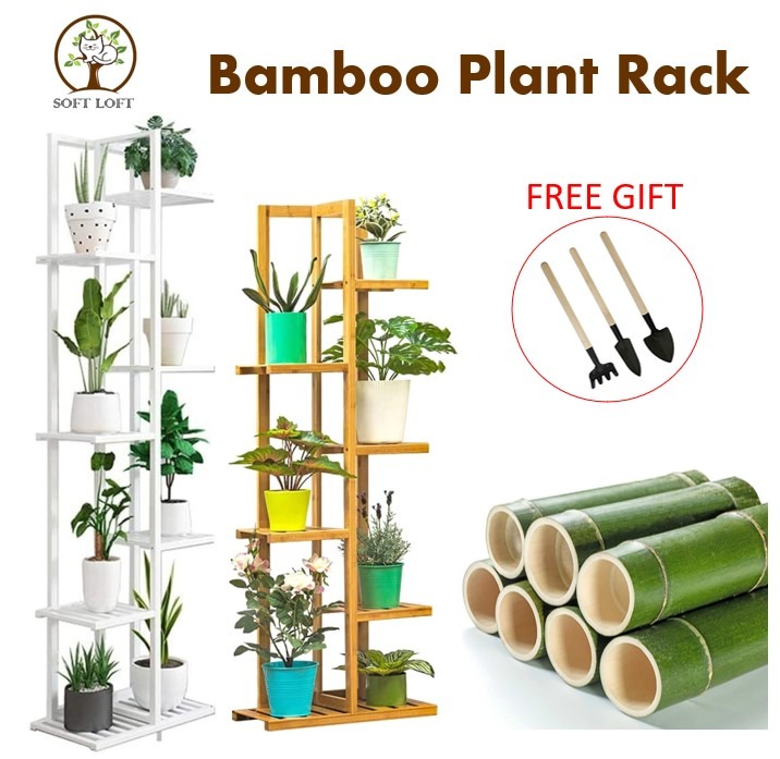 Bamboo Plant Rack / Plant Stand 7 Tier Plant Shelve, Furniture & Home ...
