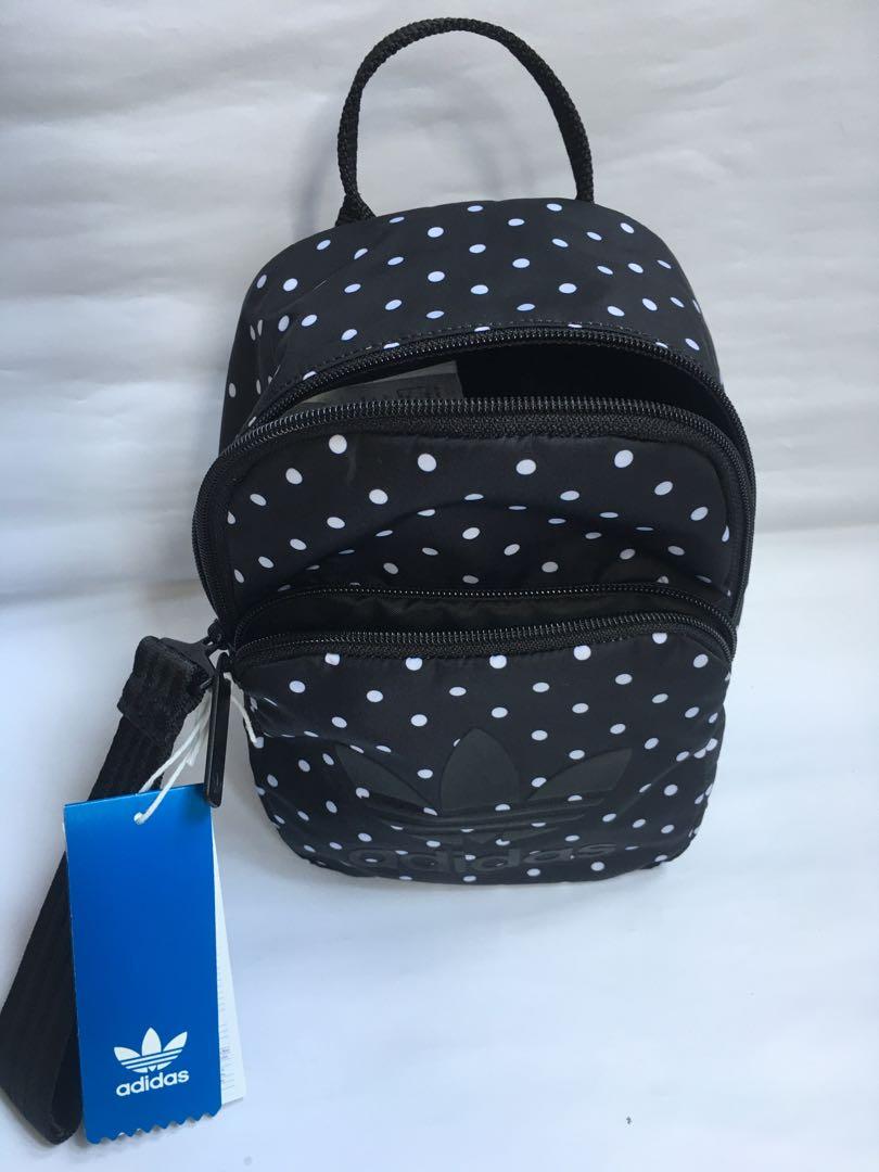 Adidas originals mini backpack in black and white spots discount