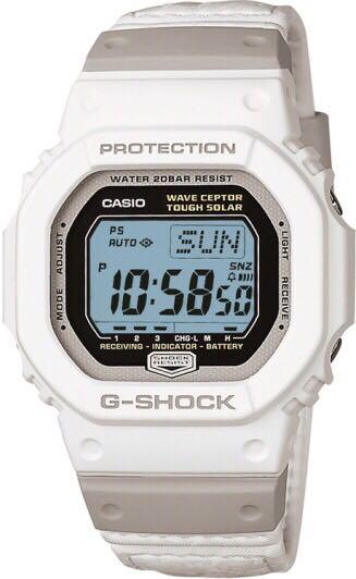 Casio GW5600 CFJ電波時計太陽能皮錶帶白 