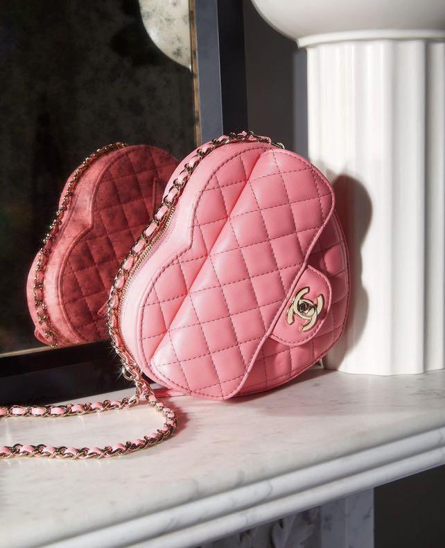 22S Large Heart Bag in Pink Lambskin