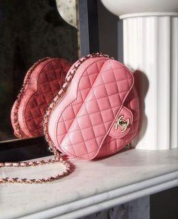chanel pink heart bag large