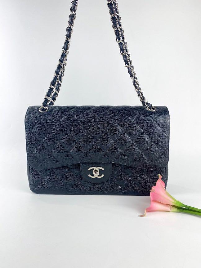 Chanel Jumbo Double Flap Black Caviar Silver Hardware  Coco Approved  Studio