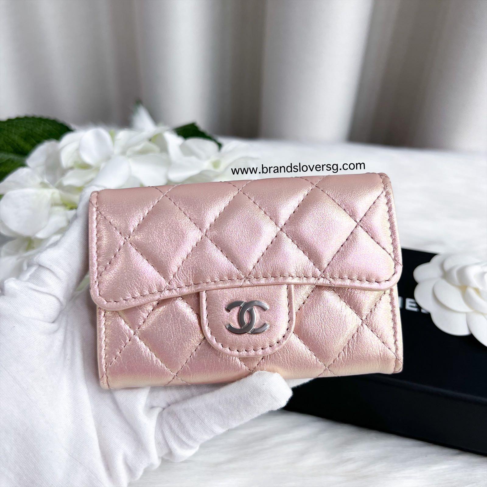 What Goes Around Comes Around Chanel Pink Embossed Icon Charm Compact Wallet