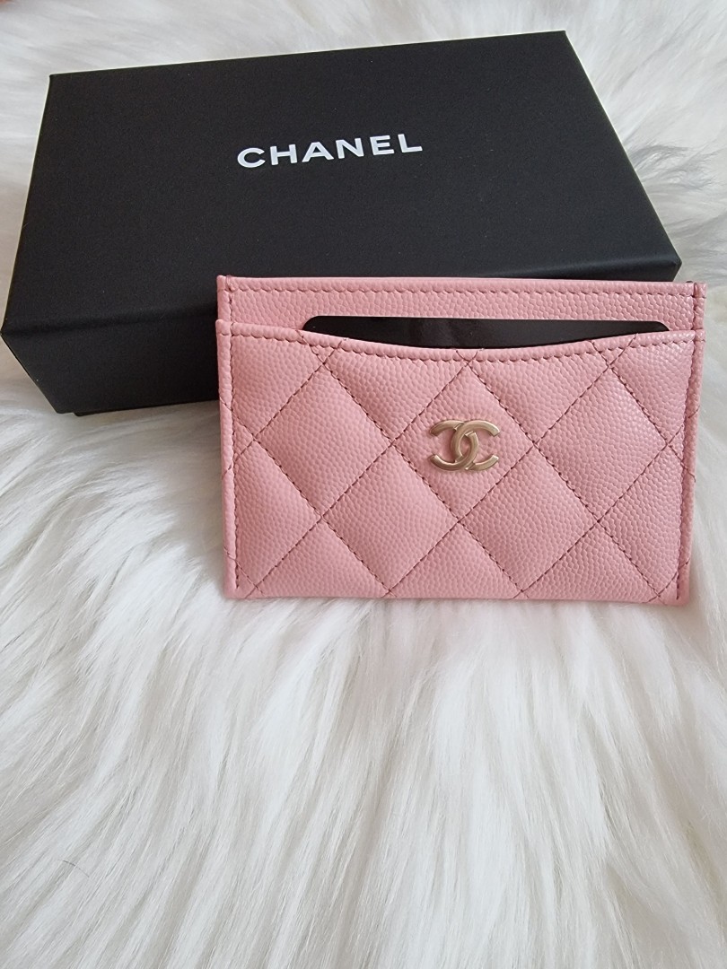 chanel pink card holder