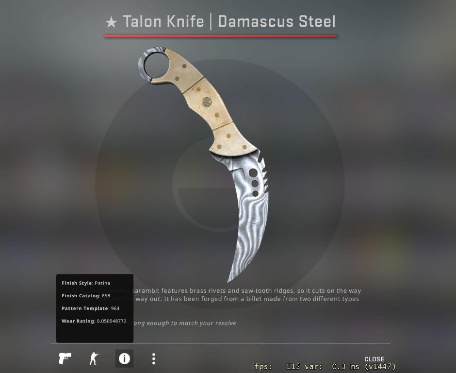CSGO FN Talon Knife - Damascus Steel, Video Gaming, Gaming Accessories,  In-Game Products on Carousell