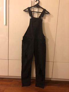 Black Denim Overall Jumpsuit
