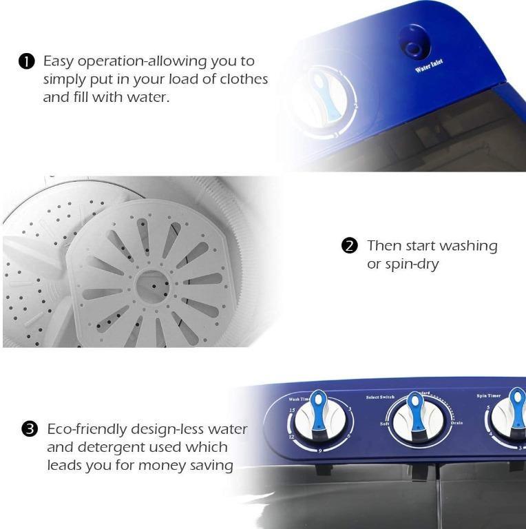 Display4top Portable Compact Mini Twin Tub Washing Machine and Spin