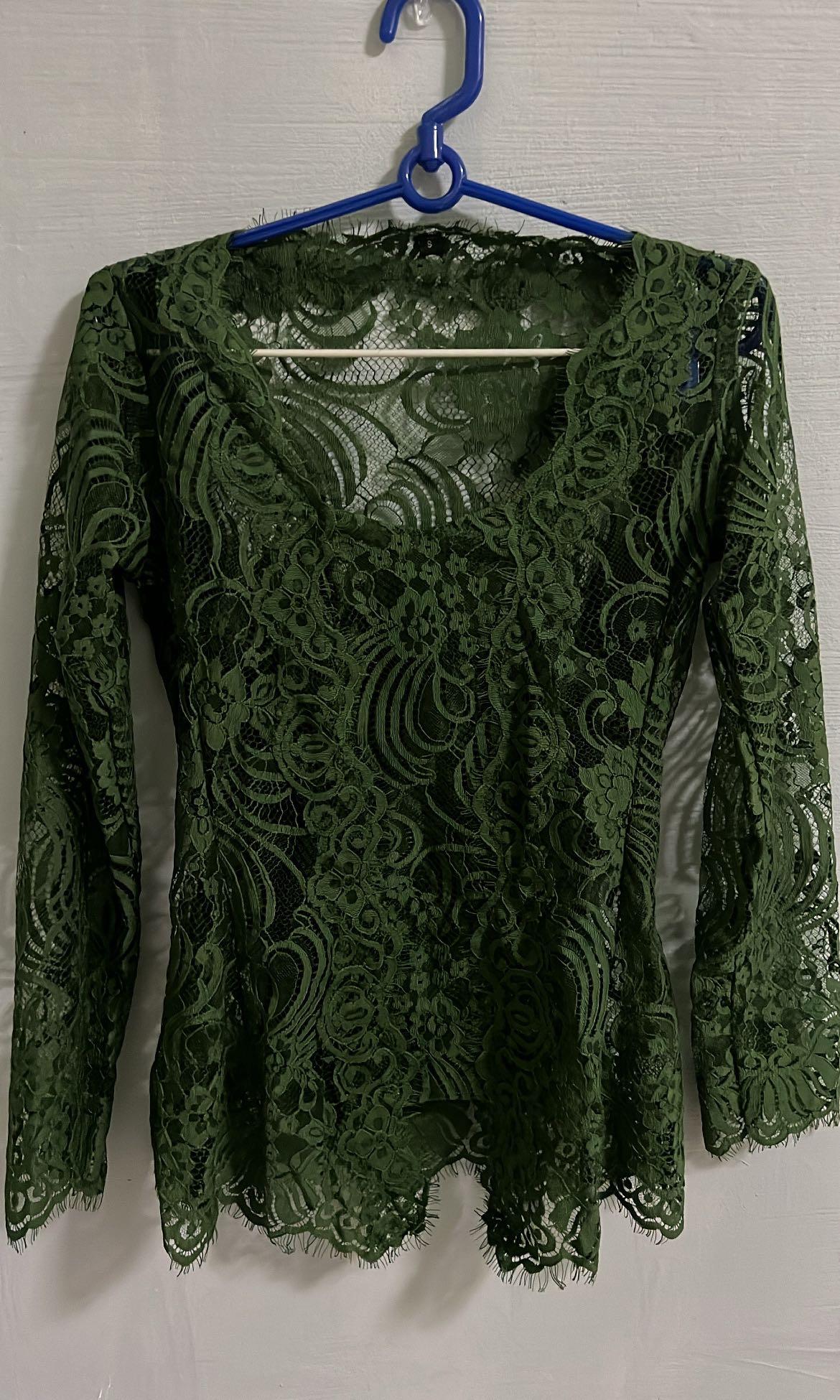 Emerald Green Kebaya, Women's Fashion, Tops, Other Tops on Carousell