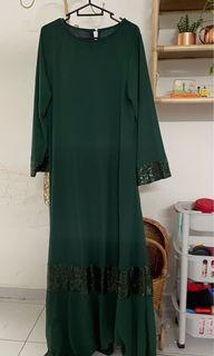 Emerald green sequinned dress