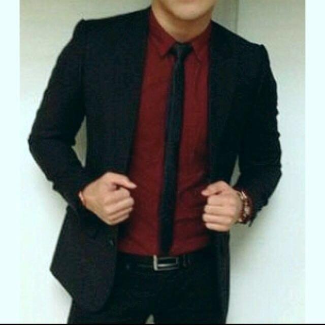 Formal Black Suit Blazer Mens Peak Lapel