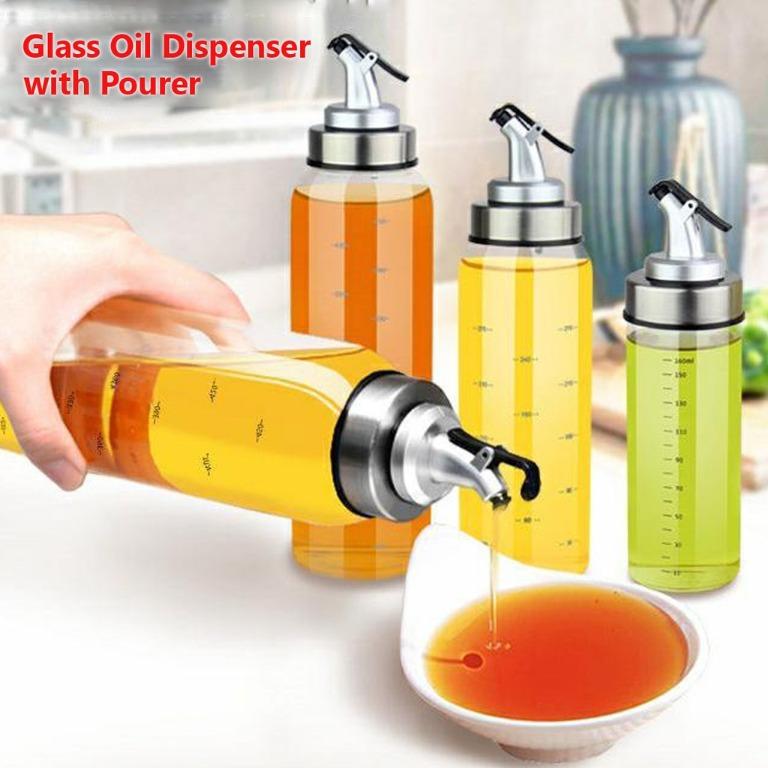 Oil Olive Vinegar Dispenser Cruet Seasoning Bottle Pourer Spout Tableware Glass
