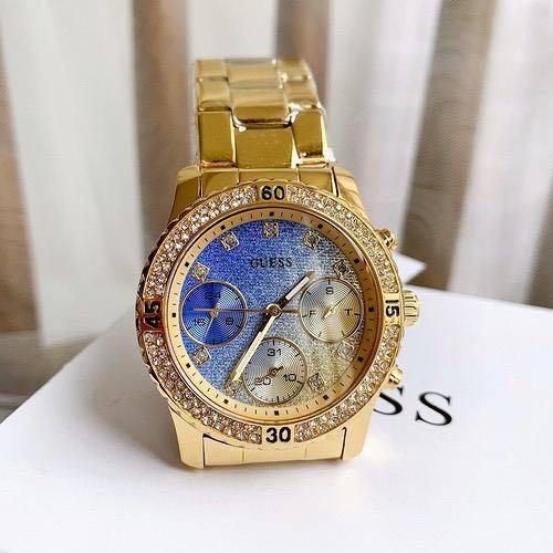 RESTOCK] 💯 ORIGINAL GUESS CONFETTI GOLD/BLUE GLITTER DIAL STEEL LADIES  WATCH W0774L2, Women's Fashion, Watches \u0026 Accessories, Watches on Carousell