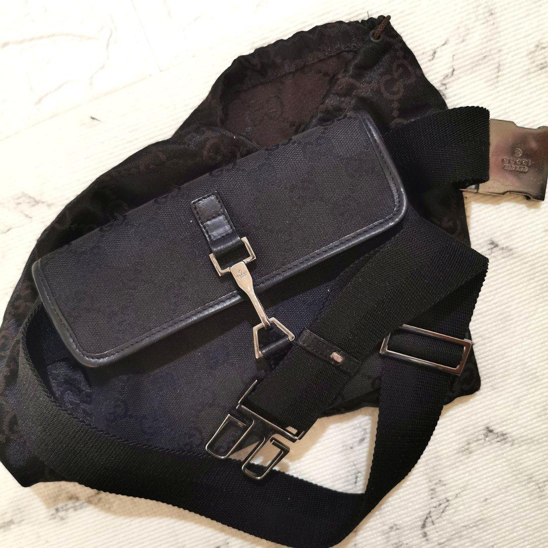 Gucci Black Monogram GG Belt Waist Pouch Fanny Bag Luxury Bags