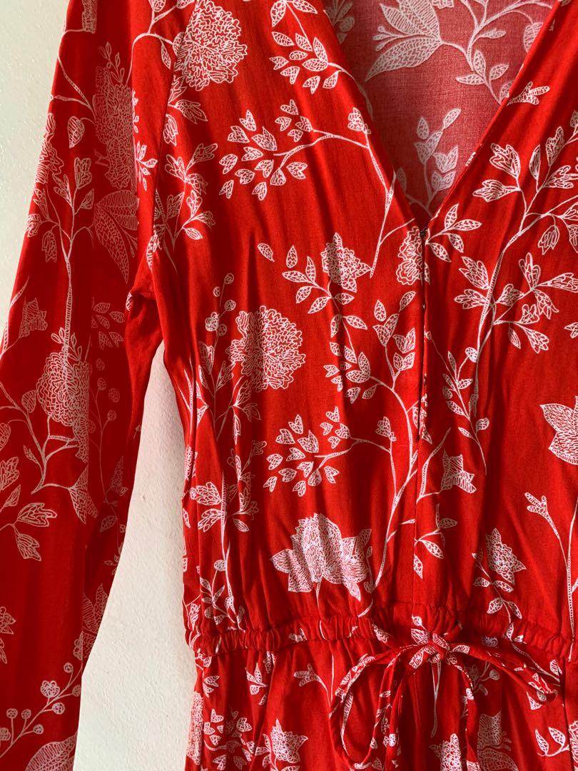 H&m red floral playsuit hot sale