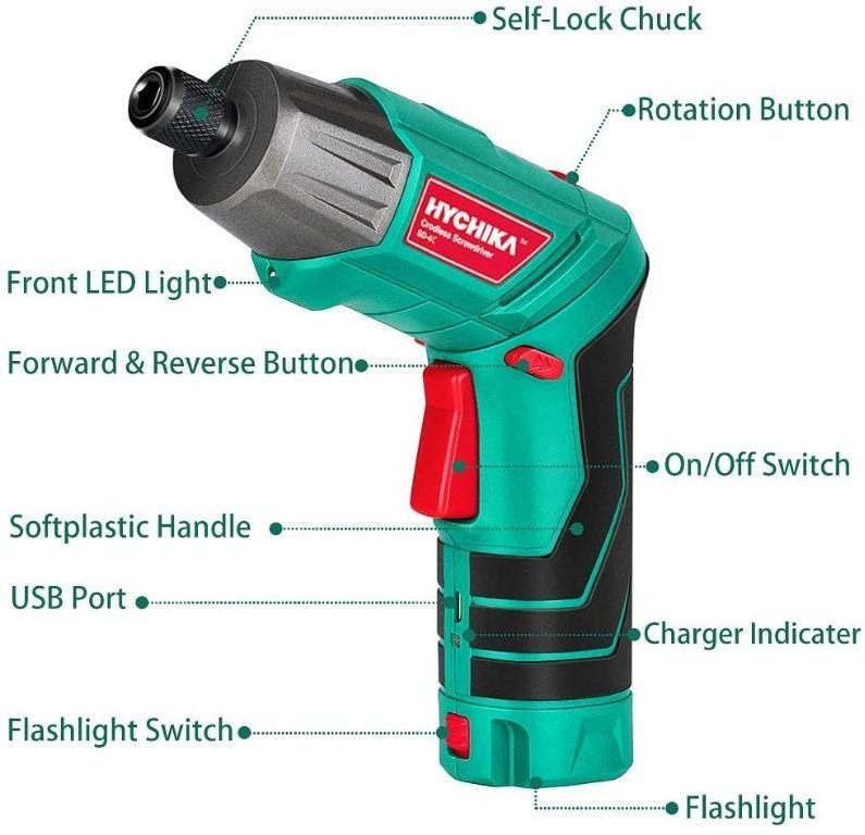 HYCHIKA 3.6V 2.0Ah Electric Screwdriver Cordless Electric Hammer