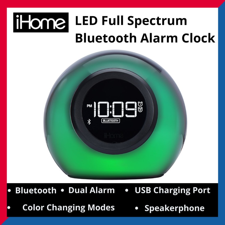 iHome Bluetooth Color Changing Dual Alarm Clock FM Radio USB