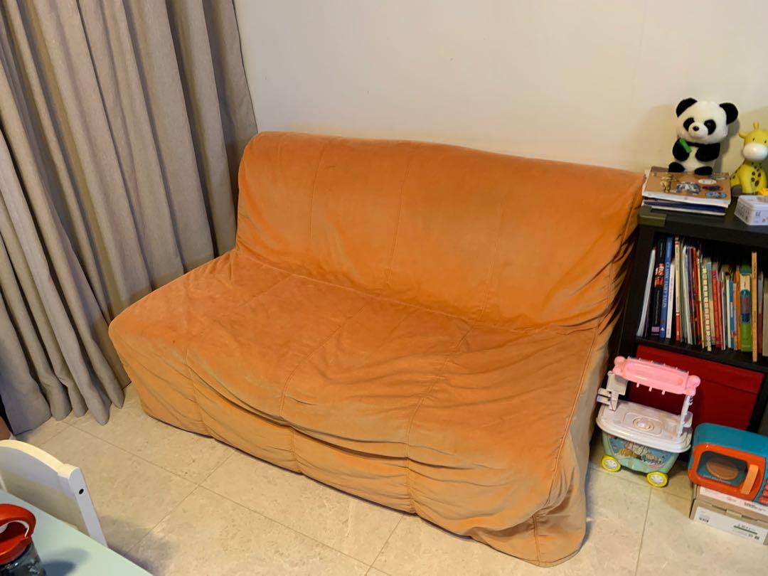 IKEA 2 seat sofa bed (orange), Furniture & Home Living, Furniture