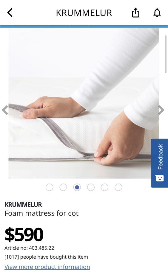 Krummelur foam mattress for cot online