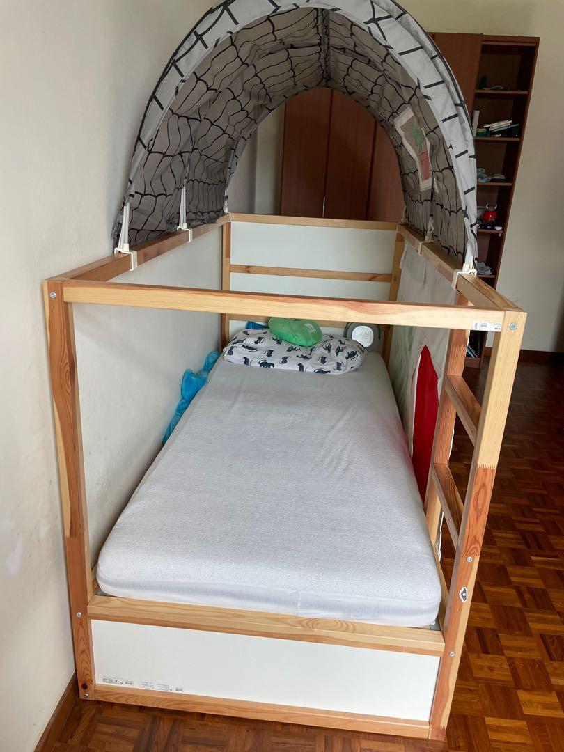IKEA kura reversible bed including mattress and bed tent., Babies