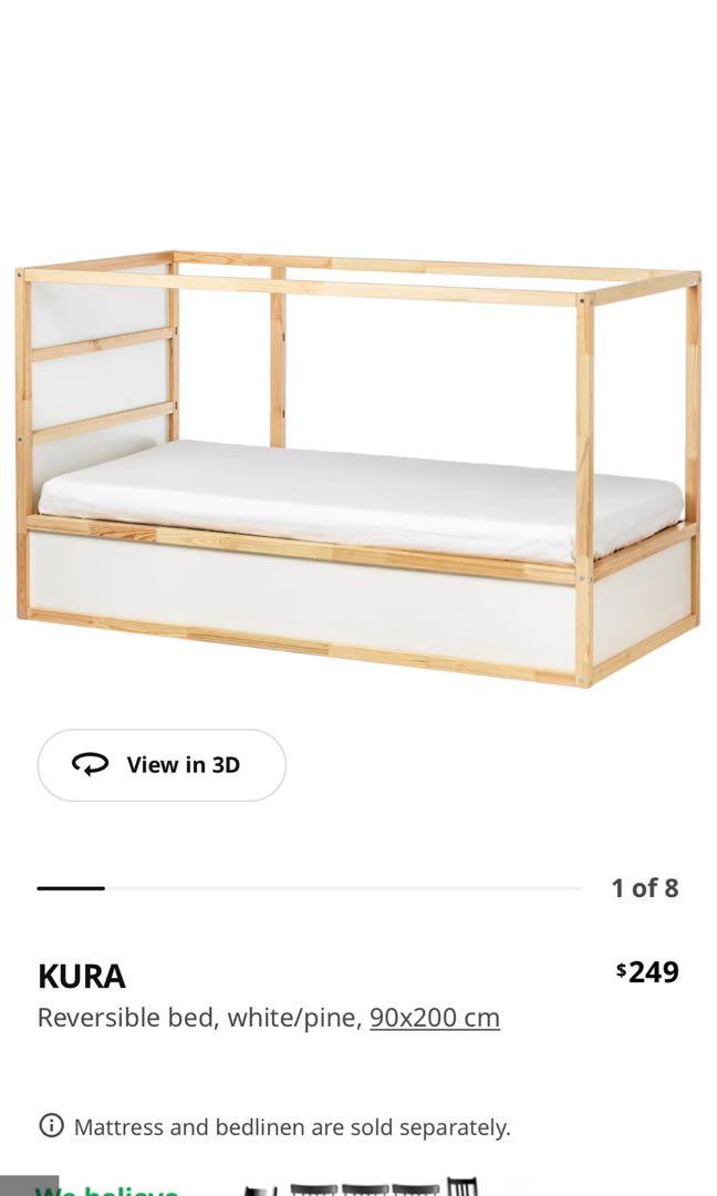IKEA kura reversible bed including mattress and bed tent., Babies