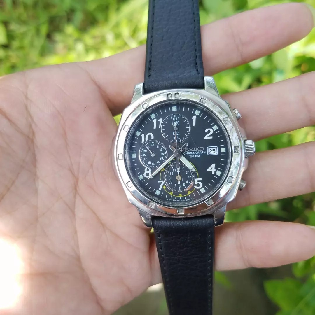 Jam tangan seiko chronograph quartz 7t92 oroginal, Fesyen Pria, Jam Tangan  di Carousell