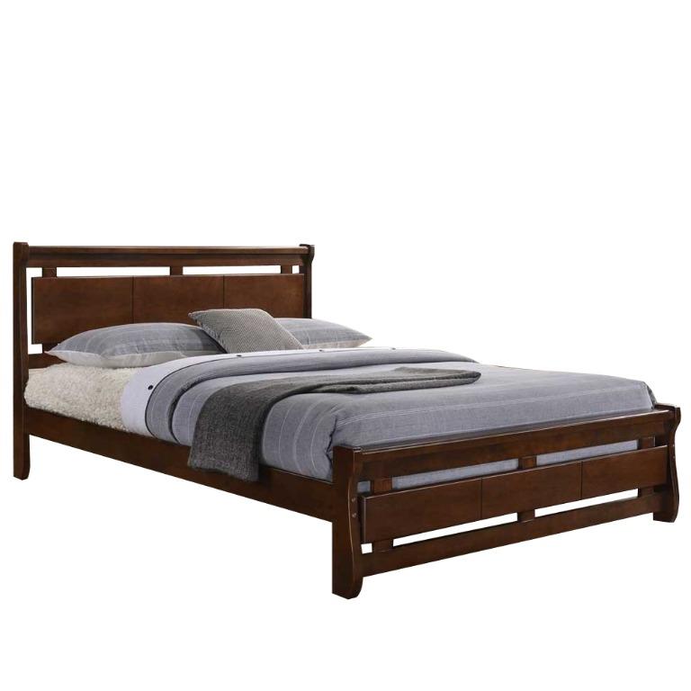 Longlife KF1048 WNG Bed Frame, SlatType Malaysian Rubber Wooden Bed