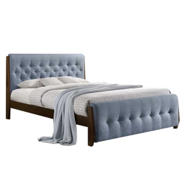 Longlife KF1103 Bed Frame, Tufted Fabric Head & Footboard SlatType