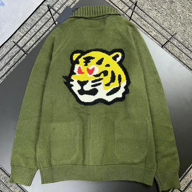 Louis Vuitton Men's Olive Green Wool Sophisticated Tiger Cardigan