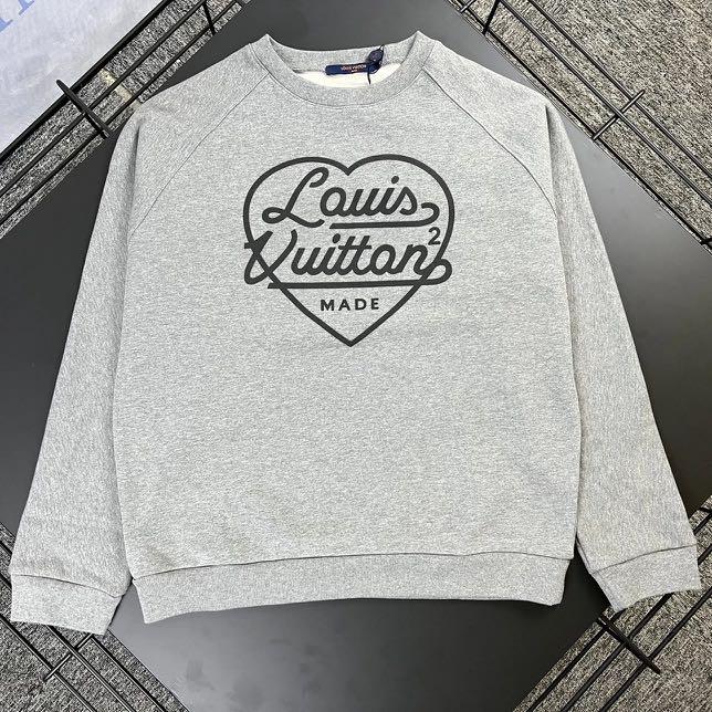 LV x Nigo Printed Heart Sweatshirt in Grey, Luxury, Apparel on