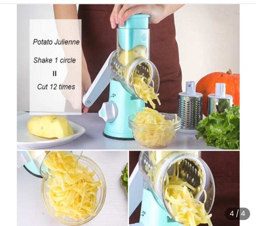  Manual Tabletop Drum Cheese Grater, 3 in 1 Rotary Shredder  Slicer Grinder for Cucumber Nut Potato Carrot Cheese, Vegetable Salad  Shooter,Green: Home & Kitchen