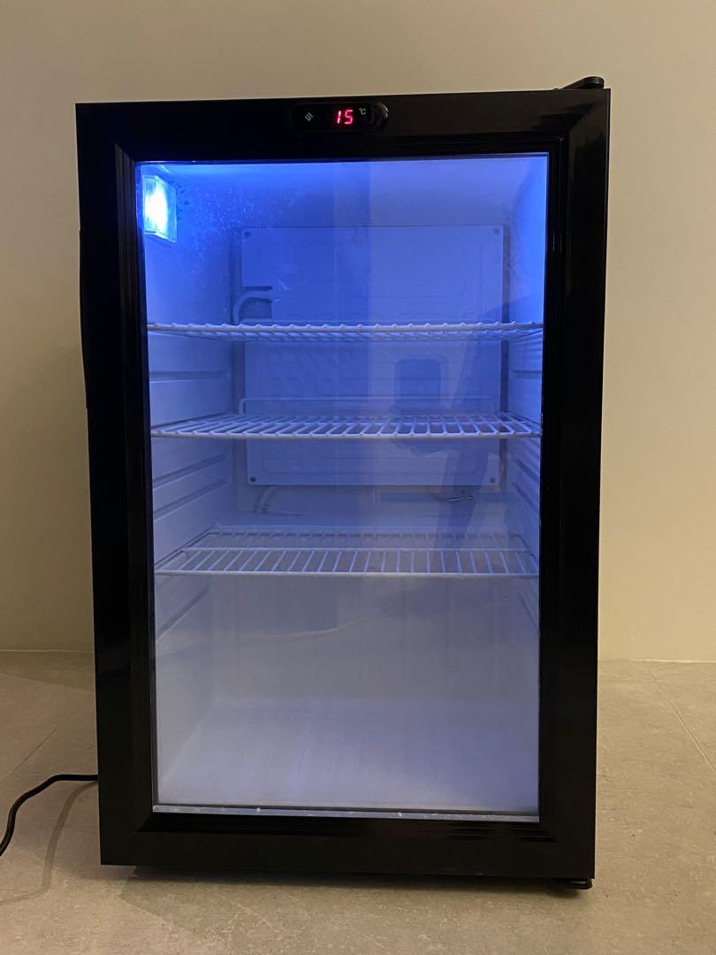 small fridge with see through door