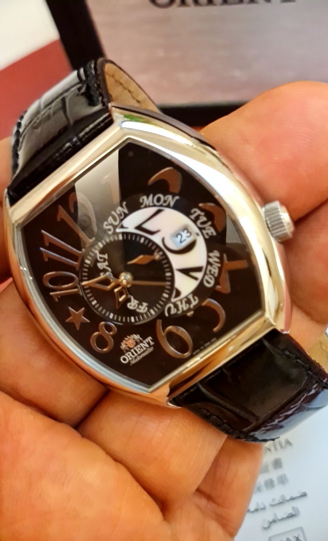 Orient Tonneau Day Date Automatic NOS Discontinued MADE IN