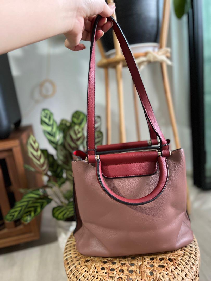 Pink and red shoulder bag