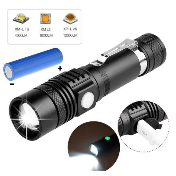 Rechargeable Flashlight USB Ultra Bright Mini LED Torch Focusing Zoom Lamps UK