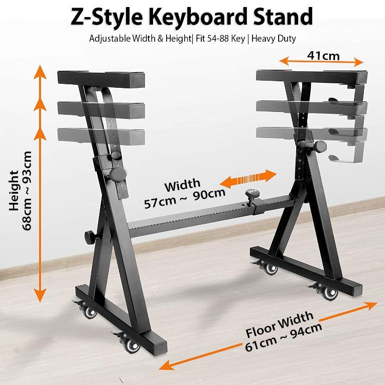 Professional Piano Keyboard Stand Caster Wheels Z Style Adjustable
