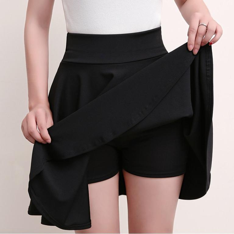 S 4XL l Stretchy A Line Skater Stretch Skirt Flare Skorts Safety