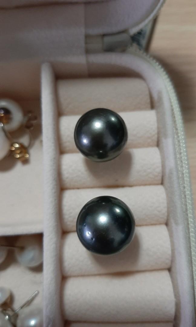 Black south sea pearl earrings sale