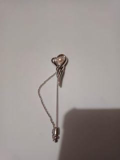 Tasaki pearl silver lapel pin, from Japan